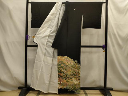 平和屋着物■豪華黒留袖　風景文　正絹　逸品　AABM7529sx