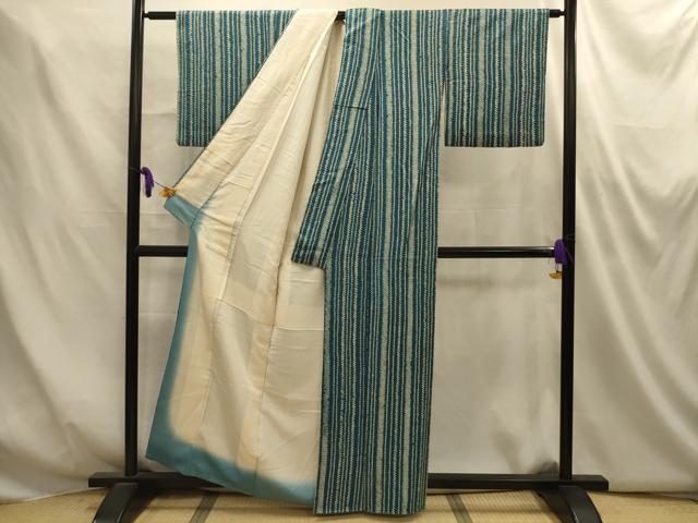平和屋着物■上質な小紋　総絞り　間道　正絹　逸品　AABM7531sx