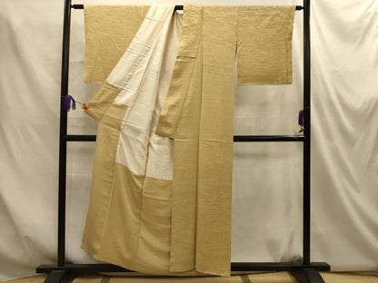 平和屋着物■上質な色無地　風景地紋　飴色　正絹　逸品　AABM7533sx