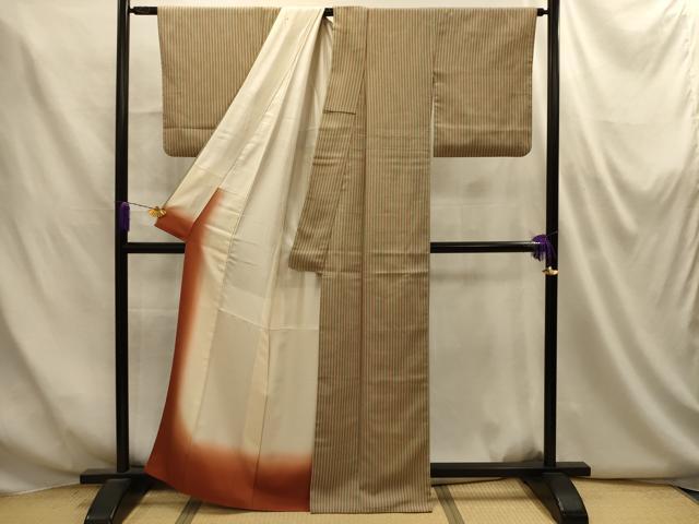 平和屋着物■上質な小紋　間道　正絹　逸品　AABM7538sx