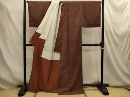 平和屋着物■真綿結城紬　正倉院更紗　証紙付き　正絹　逸品　AABM7539sx