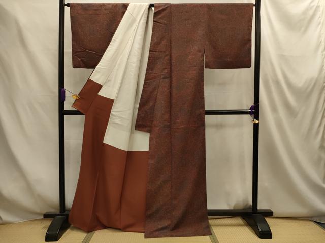 平和屋着物■真綿結城紬　正倉院更紗　証紙付き　正絹　逸品　AABM7539sx