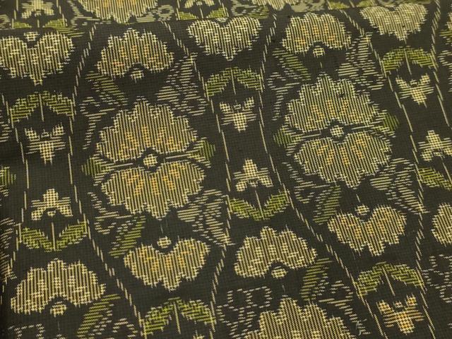 平和屋着物■本場村山大島紬　立涌花文　黒地　正絹　逸品　AABM7541sx