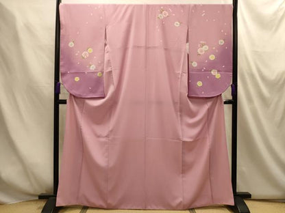 平和屋着物■小振袖　二尺袖　舞花文　暈し染め　金彩　洗える着物　AABM7548sx
