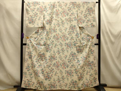 平和屋着物■上質な小紋　草花文　正絹　逸品　AABM7557sx