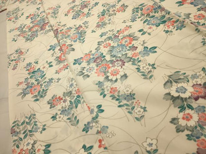 平和屋着物■上質な小紋　草花文　正絹　逸品　AABM7557sx