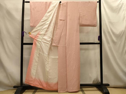 平和屋着物■上質な色無地　蔦の葉地紋　一斤染色　正絹　逸品　AABM7558sx