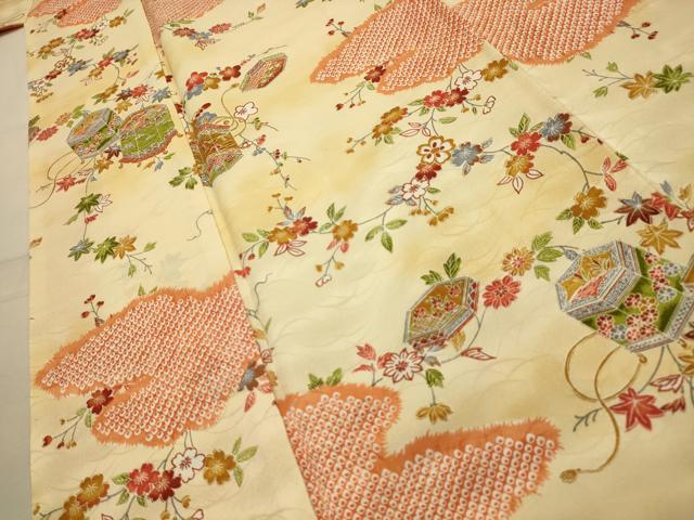 平和屋着物■上質な小紋　貝桶花文　暈し染め　正絹　逸品　AABM7559sx