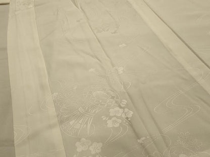 平和屋着物■長襦袢　無双仕立て　流水花鼓地紋　正絹　逸品　AABM7564sx