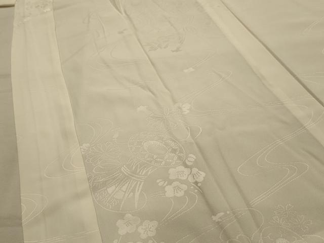 平和屋着物■長襦袢　無双仕立て　流水花鼓地紋　正絹　逸品　AABM7564sx