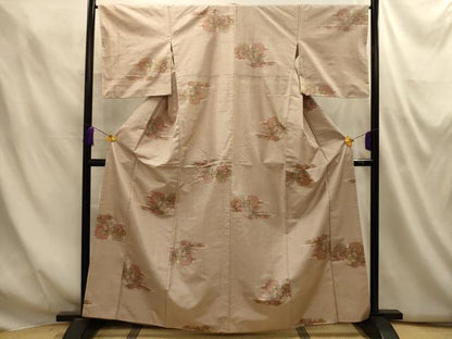 平和屋着物■上質な紬　草花文　正絹　逸品　AABM7566sx