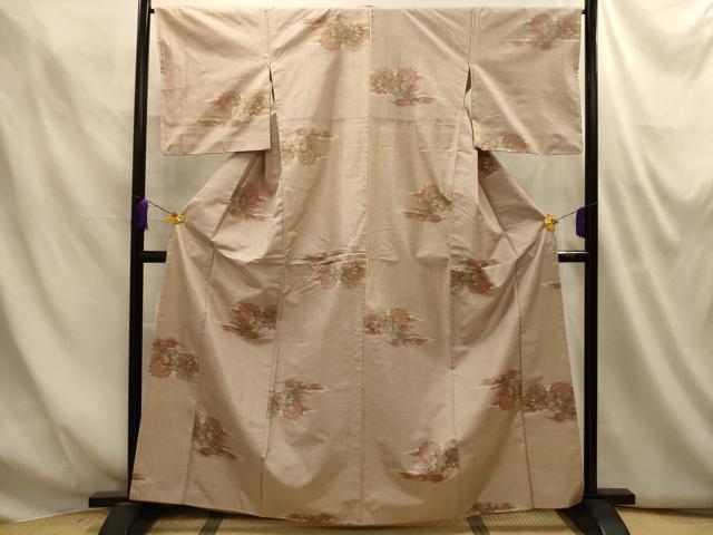 平和屋着物■上質な紬　草花文　正絹　逸品　AABM7566sx