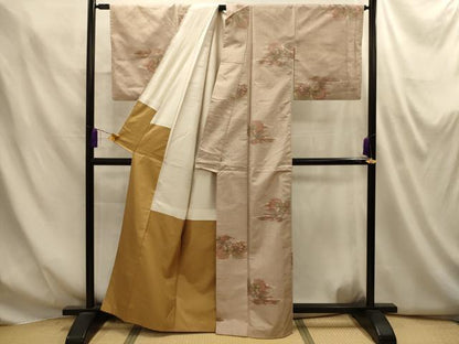 平和屋着物■上質な紬　草花文　正絹　逸品　AABM7566sx