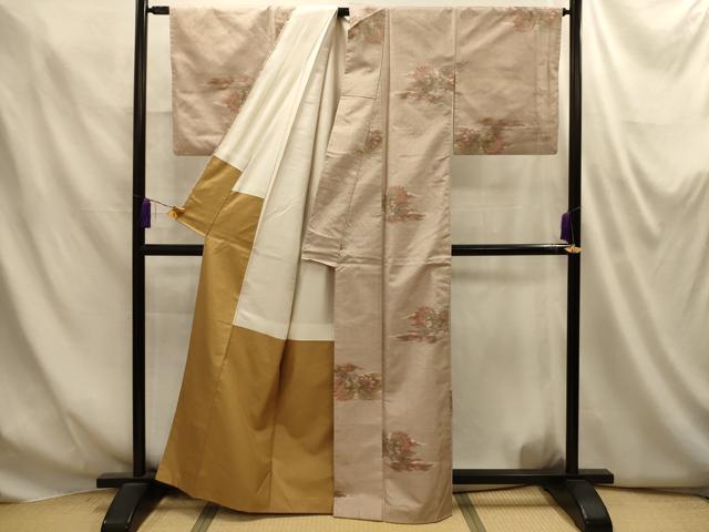 平和屋着物■上質な紬　草花文　正絹　逸品　AABM7566sx