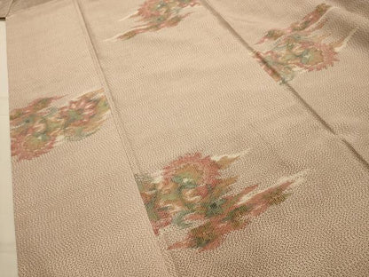 平和屋着物■上質な紬　草花文　正絹　逸品　AABM7566sx