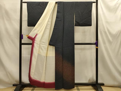平和屋着物■色留訪問着　霞文　鬼しぼ縮緬　正絹　逸品　AABM7570sx