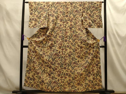 平和屋着物■上質な小紋　花鳥更紗文　正絹　逸品　AABM7571sx