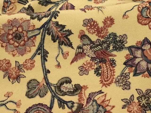 平和屋着物■上質な小紋　花鳥更紗文　正絹　逸品　AABM7571sx