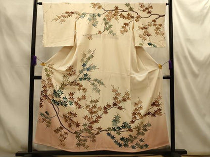 平和屋着物■訪問着　枝葉文　暈し染め　金彩　正絹　逸品　AABM7572sx