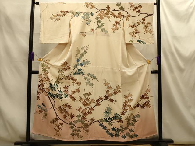 平和屋着物■訪問着　枝葉文　暈し染め　金彩　正絹　逸品　AABM7572sx
