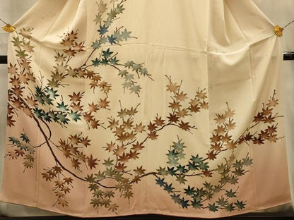 平和屋着物■訪問着　枝葉文　暈し染め　金彩　正絹　逸品　AABM7572sx