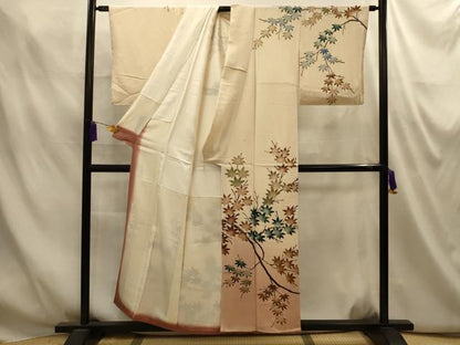 平和屋着物■訪問着　枝葉文　暈し染め　金彩　正絹　逸品　AABM7572sx