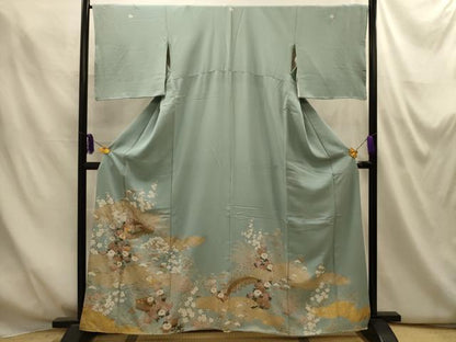 平和屋着物■豪華色留袖　駒刺繍　松竹梅渡り橋花風景文　金銀彩　正絹　逸品　AABM7574sx