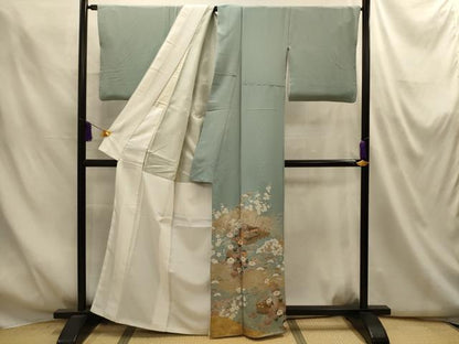 平和屋着物■豪華色留袖　駒刺繍　松竹梅渡り橋花風景文　金銀彩　正絹　逸品　AABM7574sx
