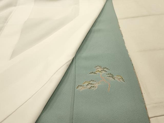 平和屋着物■豪華色留袖　駒刺繍　松竹梅渡り橋花風景文　金銀彩　正絹　逸品　AABM7574sx