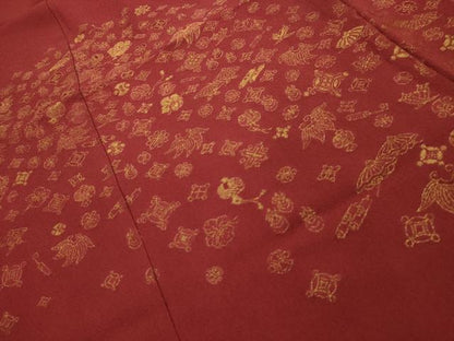平和屋着物■豪華色留袖　宝尽くし　寿光織　金糸　正絹　逸品　AABM7576sx