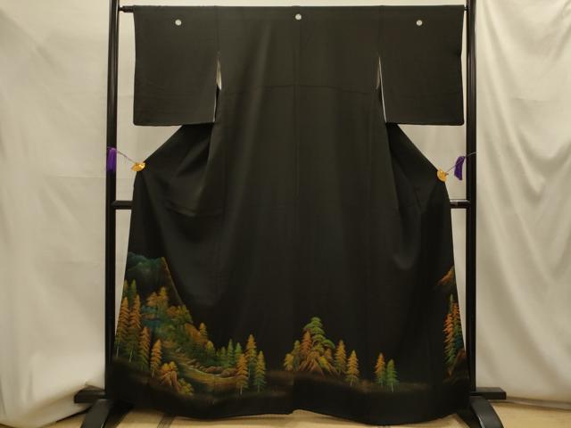 平和屋着物■豪華黒留袖　風景文　金彩　正絹　逸品　AABM7582sx