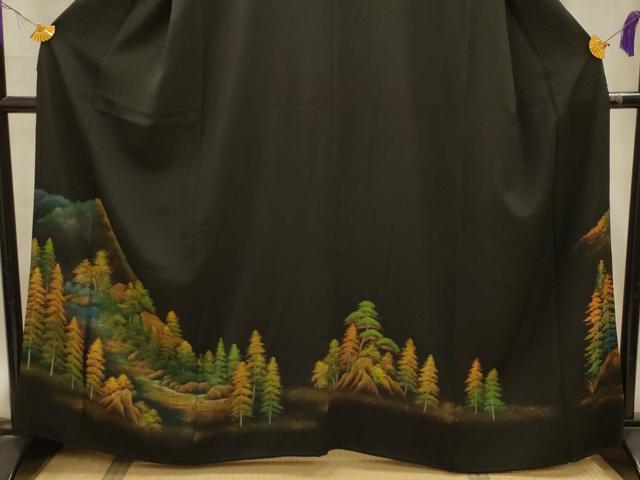 平和屋着物■豪華黒留袖　風景文　金彩　正絹　逸品　AABM7582sx