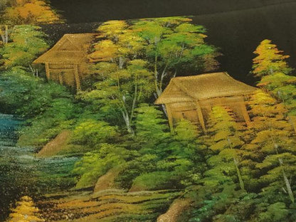 平和屋着物■豪華黒留袖　風景文　金彩　正絹　逸品　AABM7582sx