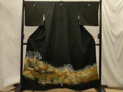 平和屋着物■豪華黒留袖　薬師寺　暈し染め　金彩　正絹　逸品　AABM7584sx