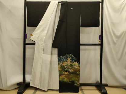 平和屋着物■豪華黒留袖　薬師寺　暈し染め　金彩　正絹　逸品　AABM7584sx