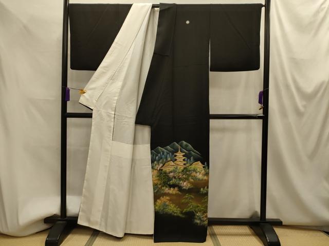 平和屋着物■豪華黒留袖　薬師寺　暈し染め　金彩　正絹　逸品　AABM7584sx