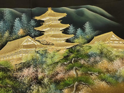 平和屋着物■豪華黒留袖　薬師寺　暈し染め　金彩　正絹　逸品　AABM7584sx