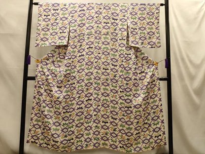 平和屋着物■上質な小紋　草花文　正絹　逸品　AABM7616sx