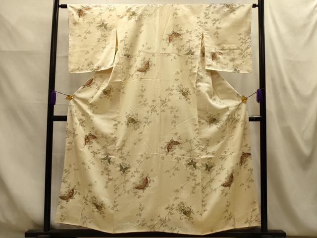平和屋着物■上質な小紋　花蝶文　金彩　正絹　逸品　AABM7619sx