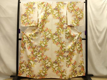 平和屋着物■上質な小紋　草花文　正絹　逸品　AABM7620sx
