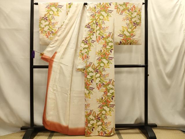 平和屋着物■上質な小紋　草花文　正絹　逸品　AABM7620sx