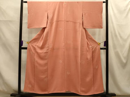 平和屋着物■上質な小紋　寿光織　草花地紋　銀糸　正絹　逸品　AABM7622sx