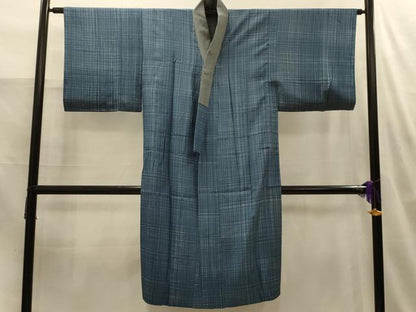 平和屋着物■男性　長襦袢　無双仕立て　格子　正絹　逸品　AABM7623sx