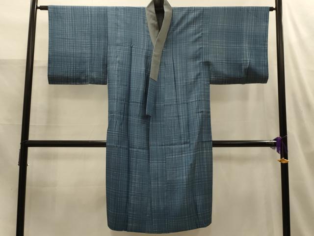 平和屋着物■男性　長襦袢　無双仕立て　格子　正絹　逸品　AABM7623sx