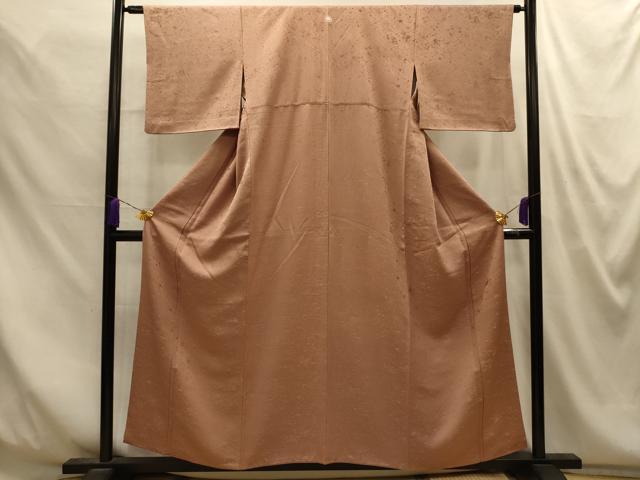 平和屋着物■上質な色無地　霞地紋　赤白橡色　正絹　逸品　AABM7630sx