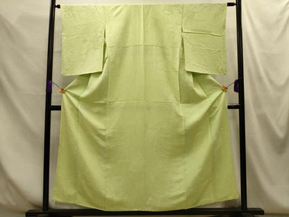 平和屋着物■上質な色無地　流水御所車地紋　若菜色　正絹　逸品　AABM7641sx