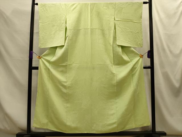 平和屋着物■上質な色無地　流水御所車地紋　若菜色　正絹　逸品　AABM7641sx