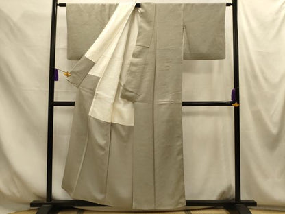 平和屋着物■上質な色無地　流水地紋　利休白茶色　正絹　逸品　AABM7642sx