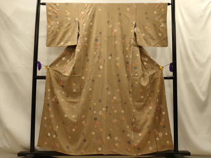 平和屋着物■上質な小紋　枝花文　金彩　正絹　逸品　AABM7650sx