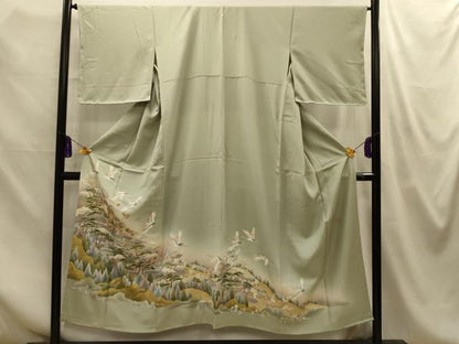 平和屋着物■豪華色留袖　作家物　飛鶴風景文　暈し染め　金彩　正絹　逸品　AABM7654sx